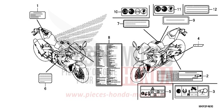 ETIQUETTE DE PRECAUTIONS von CBR1000RR SP SP1 SP2 MAT PEARL MORION BLACK (NHC33) von 2020